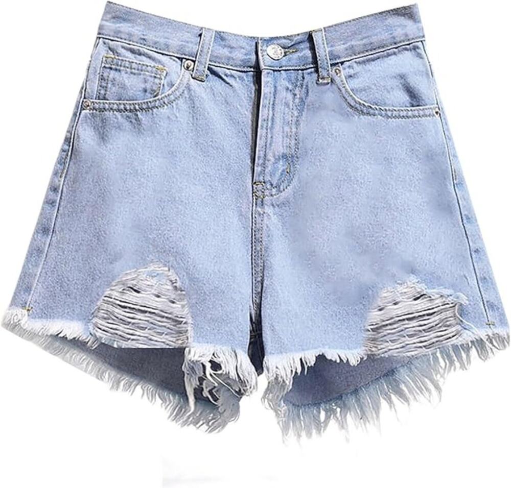 NWT ~ Light Blue Denim Jean Frayed Raw Edge CutOff Shorts ~ Women's Size SMALL